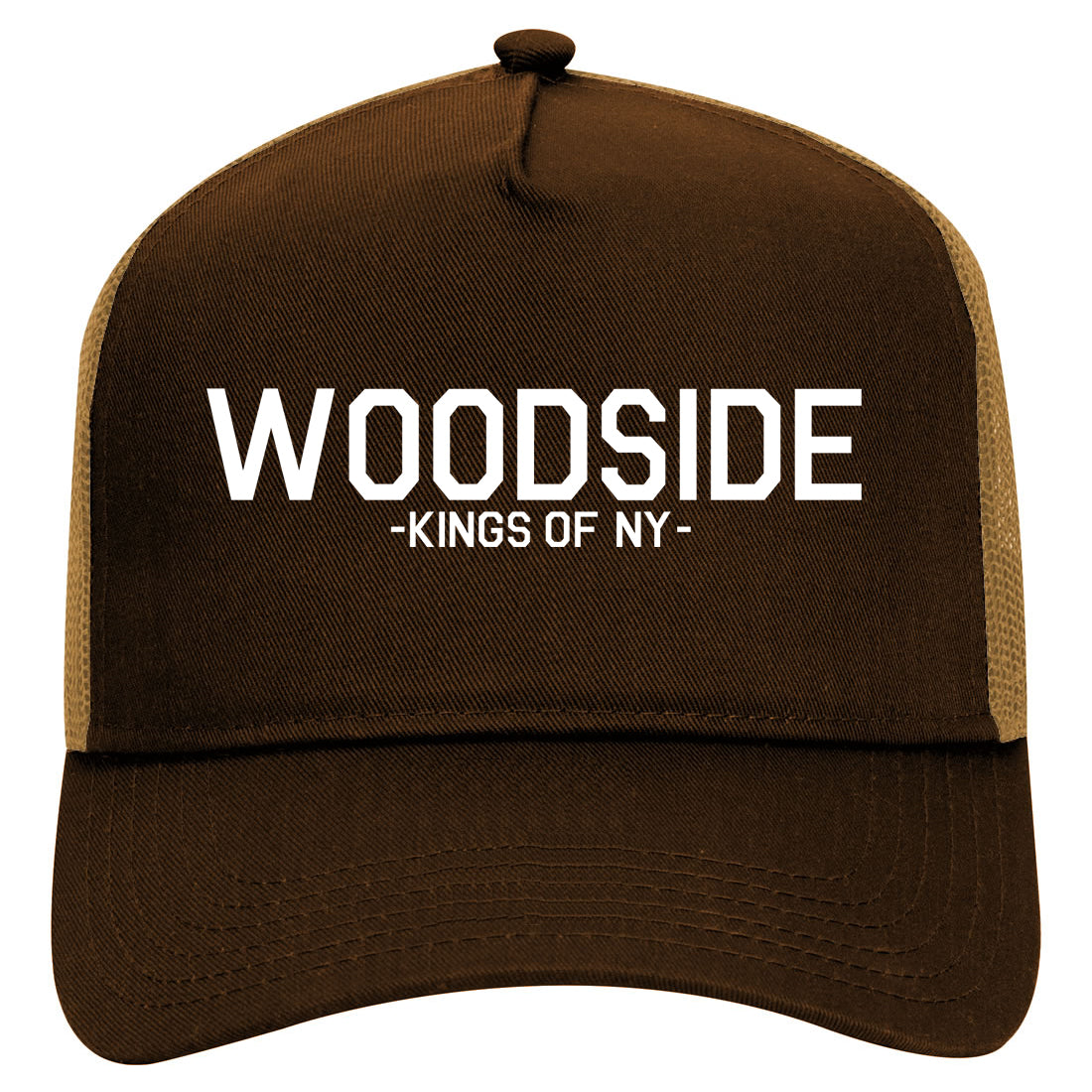 Woodside Queens New York Mens Mesh Trucker Hat Brown