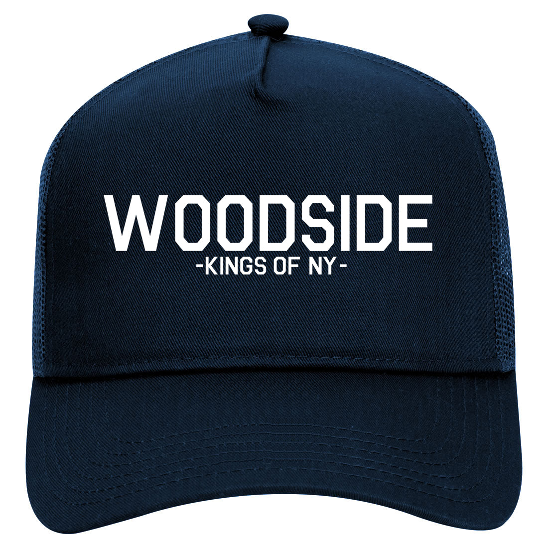 Woodside Queens New York Mens Mesh Trucker Hat Navy Blue