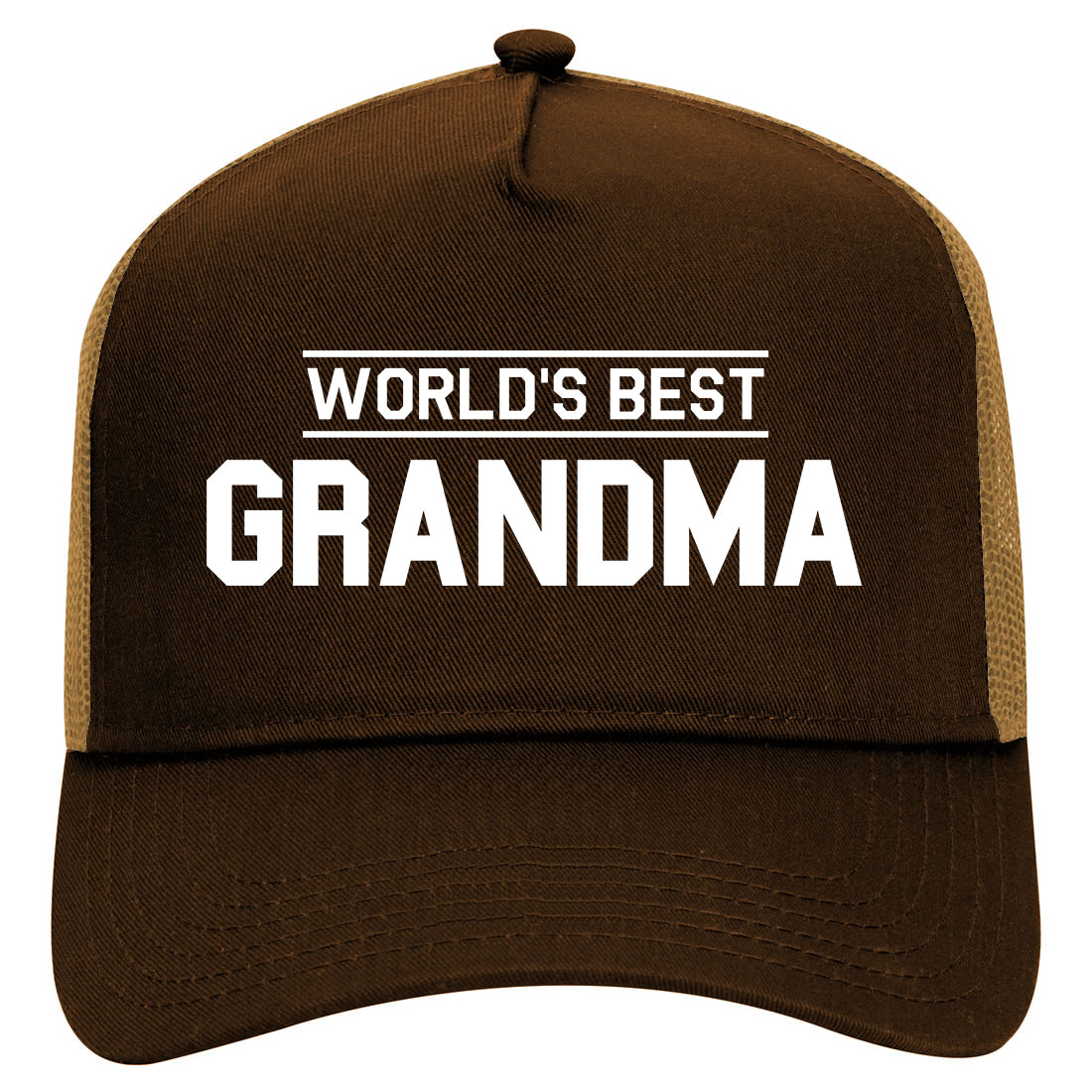 Worlds Best Grandma Gift Mens Mesh Trucker Hat Brown