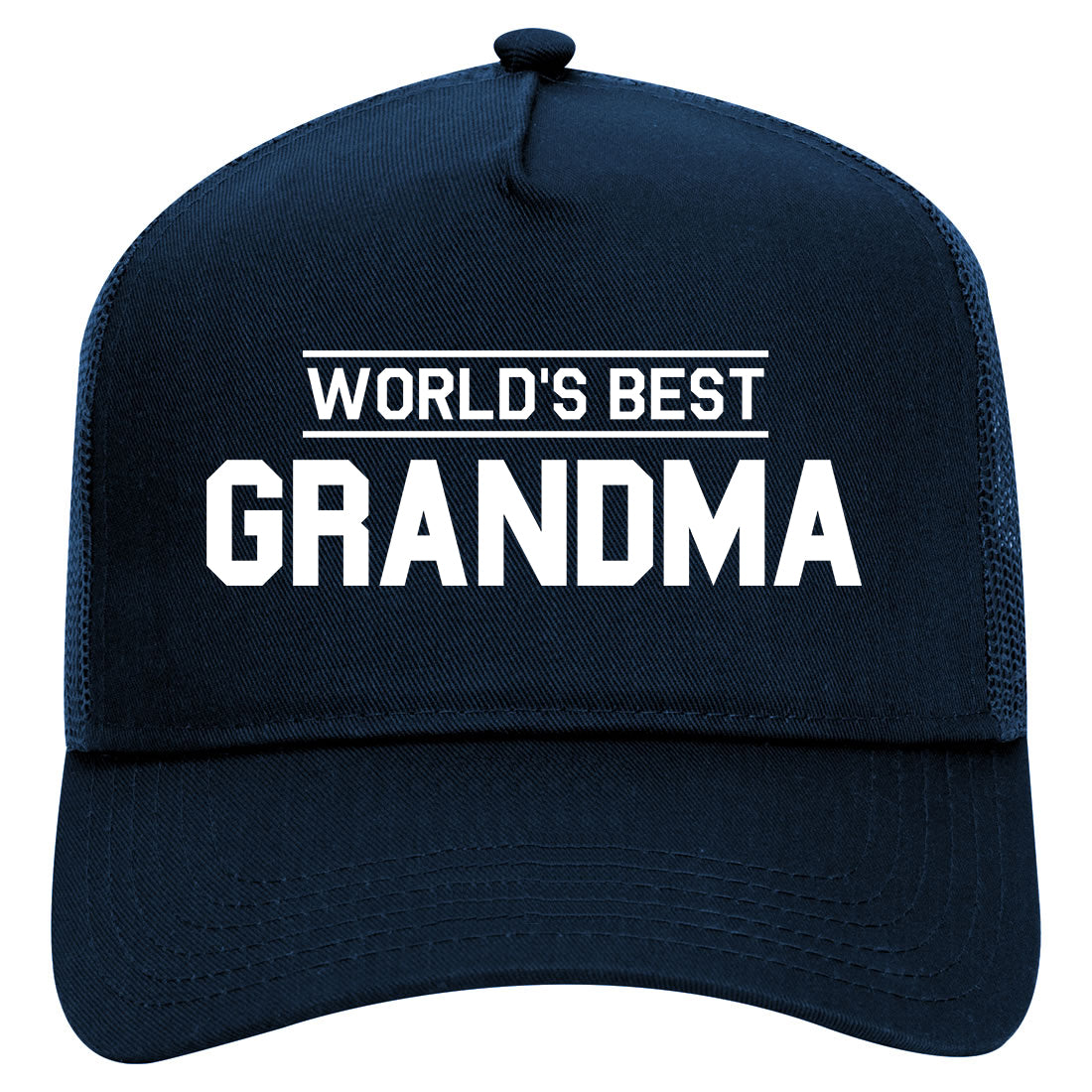 Worlds Best Grandma Gift Mens Mesh Trucker Hat Navy Blue