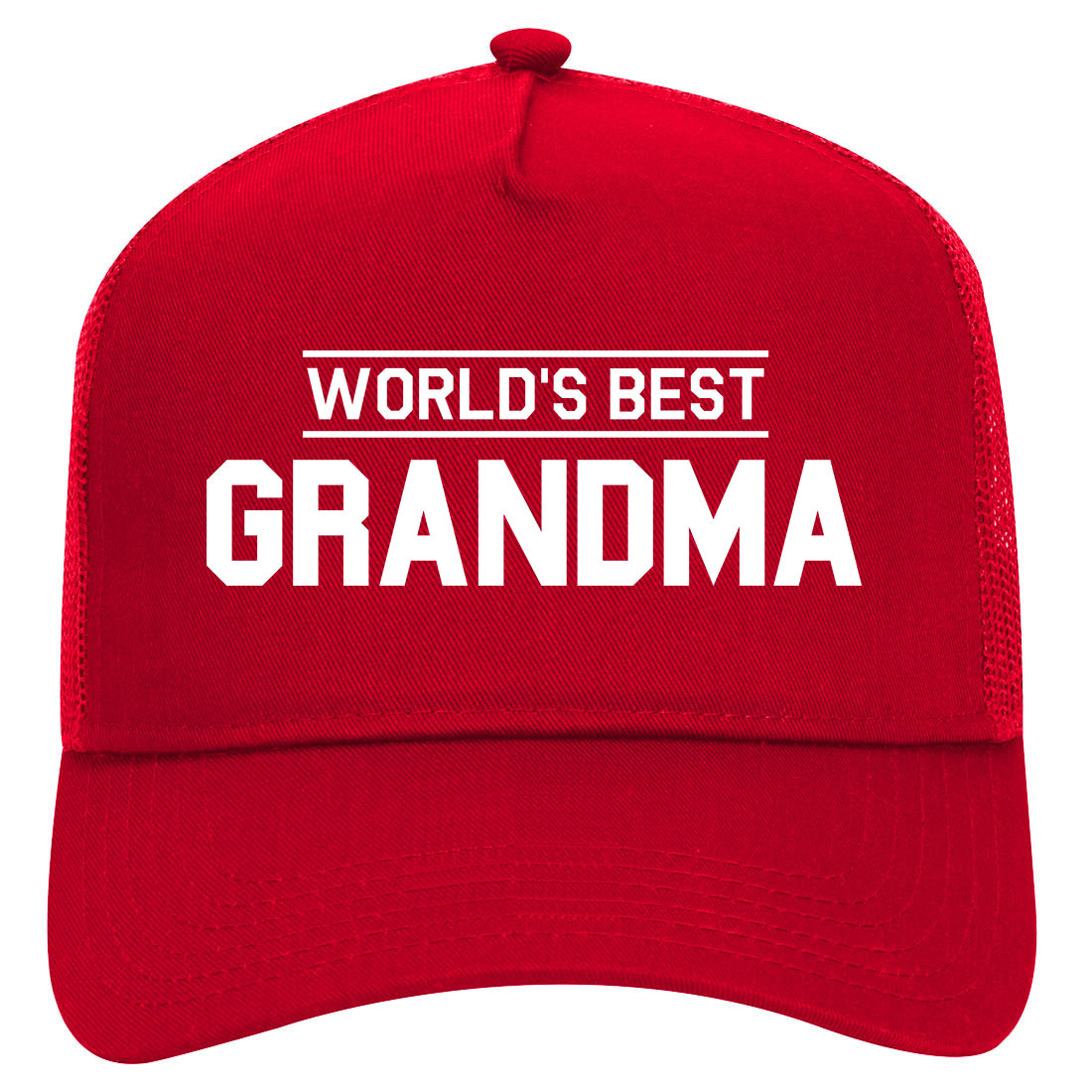 Worlds Best Grandma Gift Mens Mesh Trucker Hat Red