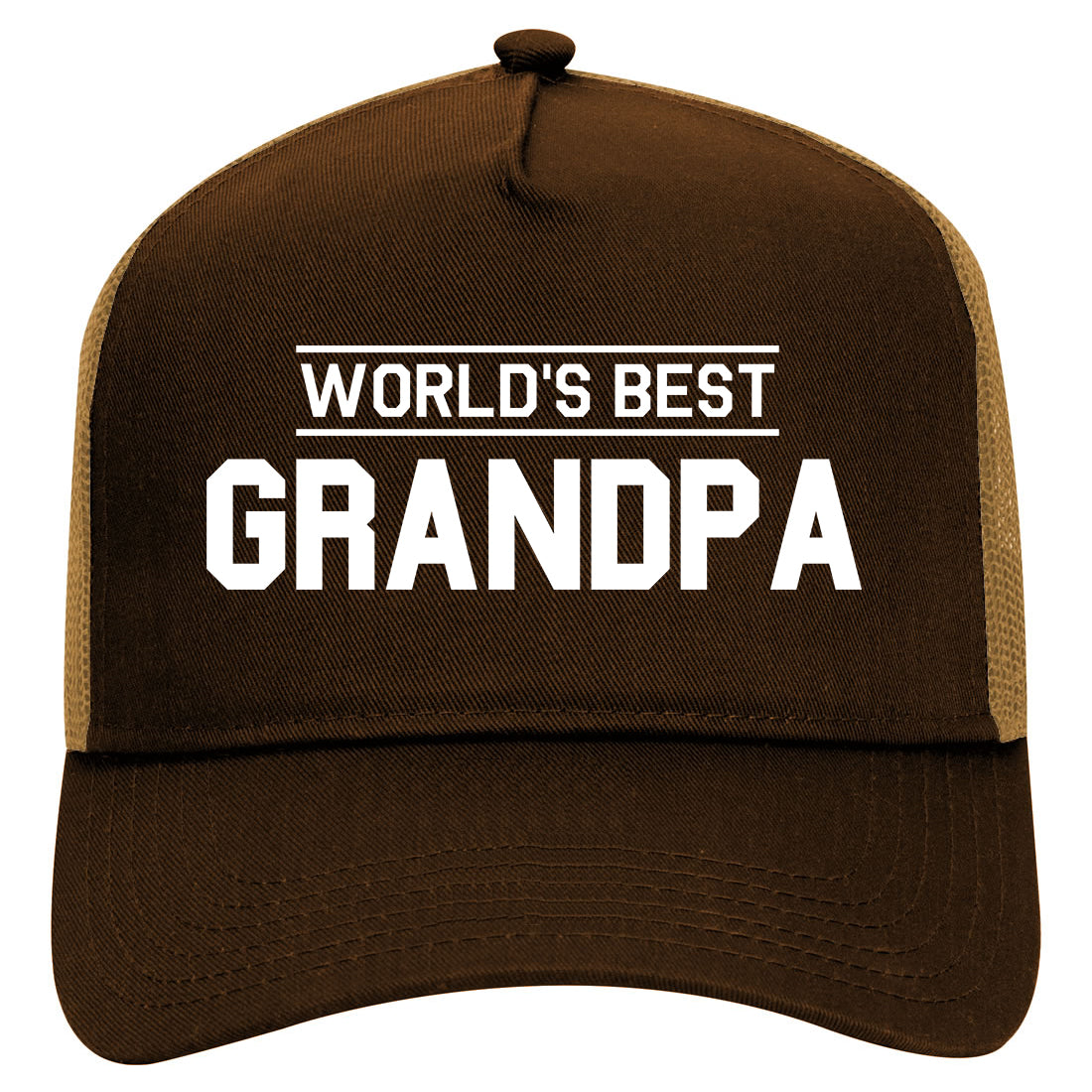 Worlds Best Grandpa Gift Mens Mesh Trucker Hat Brown