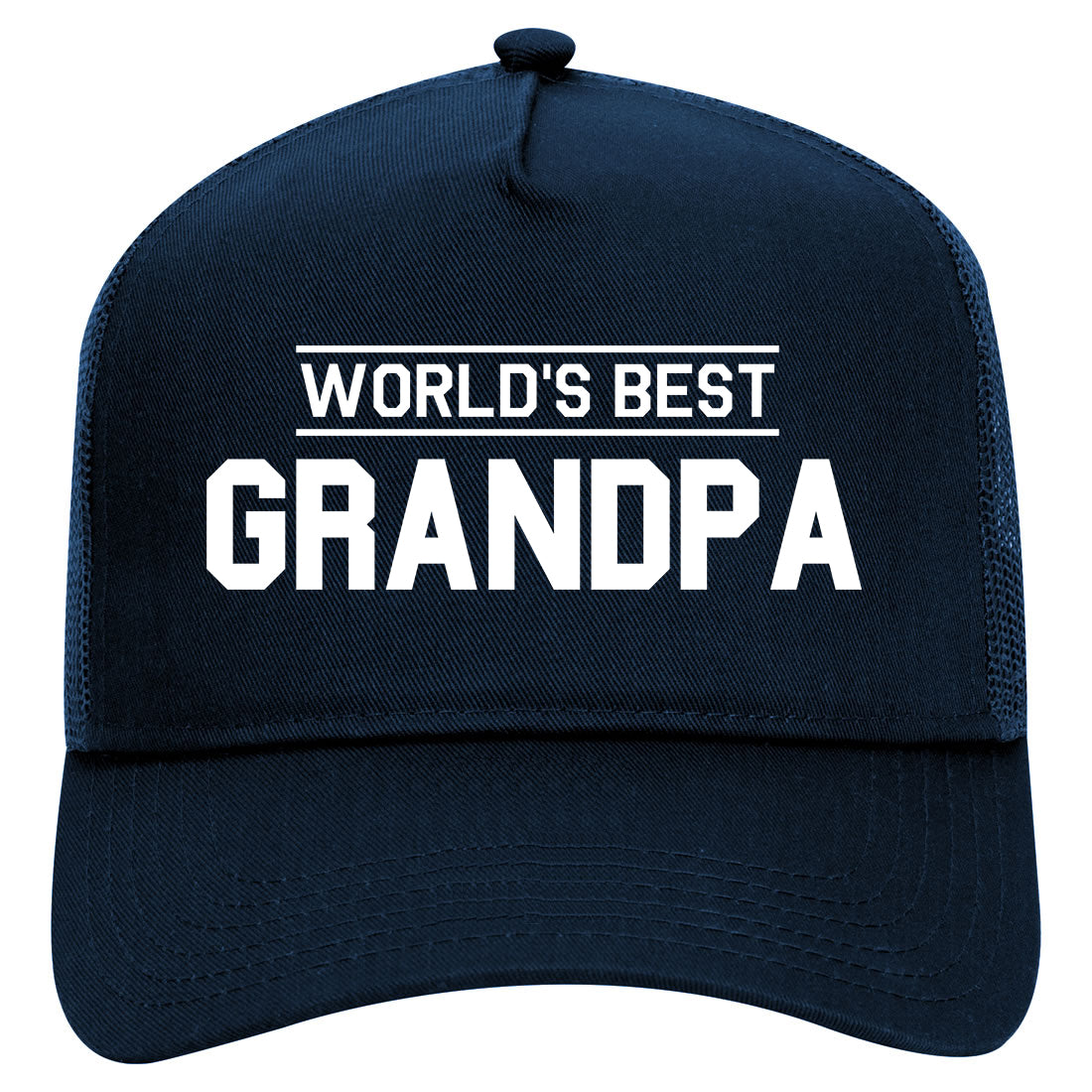 Worlds Best Grandpa Gift Mens Mesh Trucker Hat Navy Blue