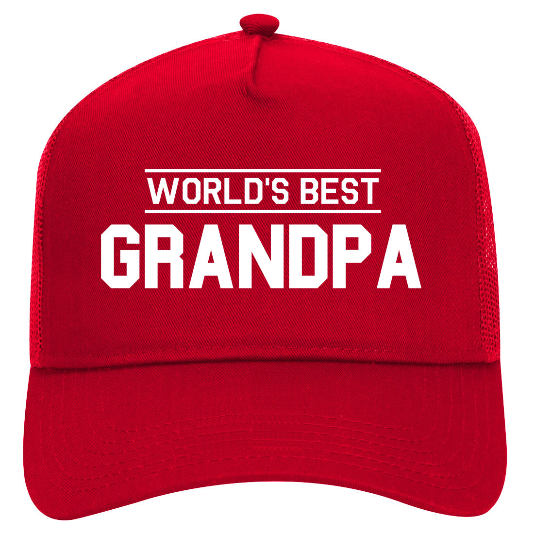 Worlds Best Grandpa Gift Mens Mesh Trucker Hat Red