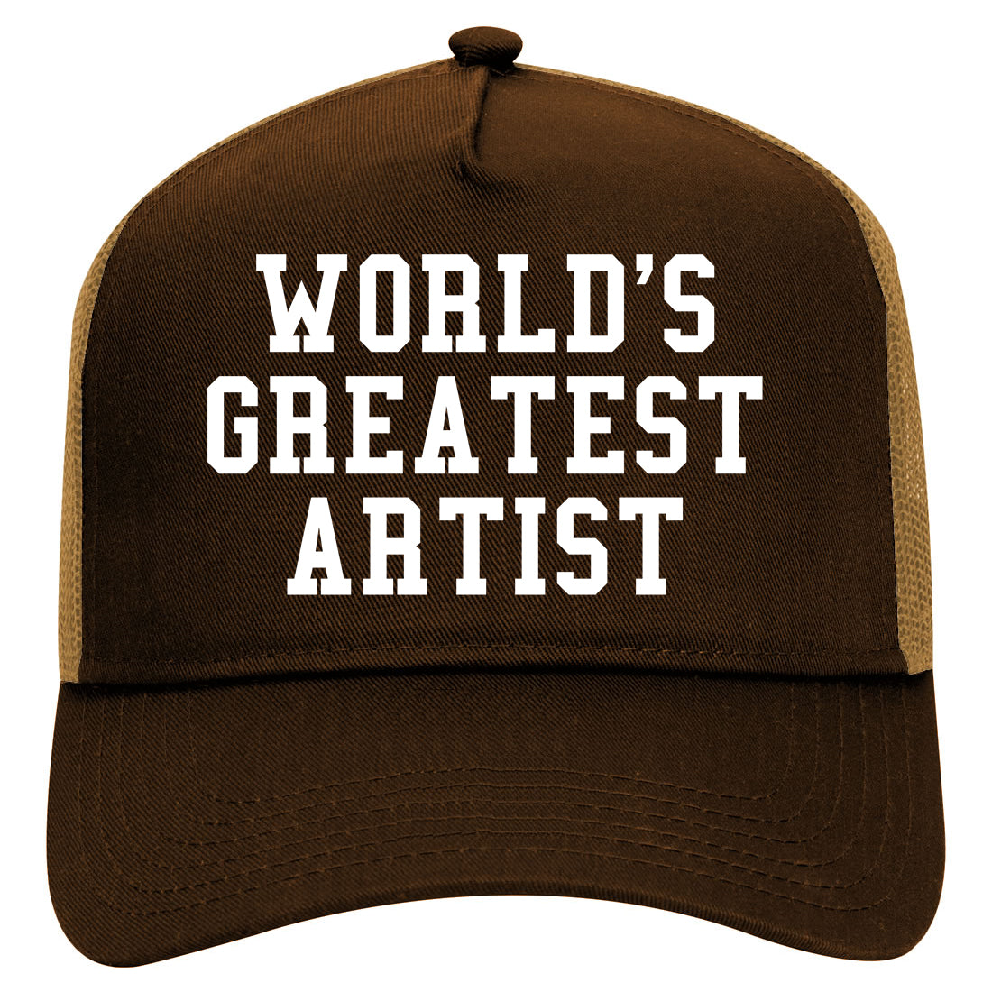 Worlds Greatest Artist Art Graphic Designer Mens Mesh Trucker Hat Brown