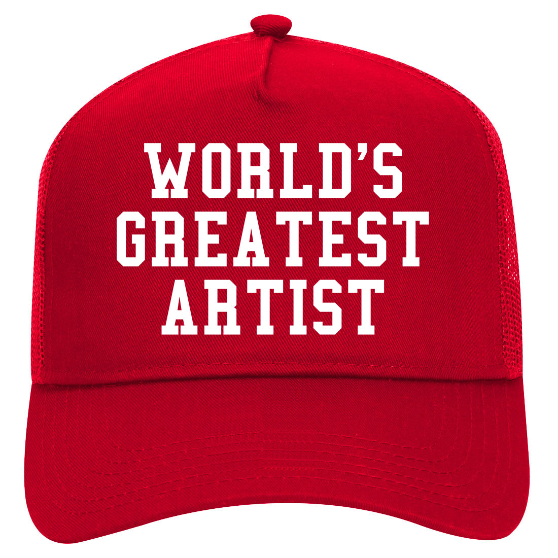 Worlds Greatest Artist Art Graphic Designer Mens Mesh Trucker Hat Red