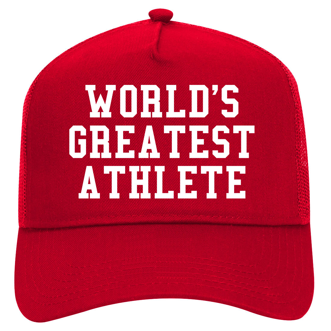 Worlds Greatest Athlete Funny Sports Mens Mesh Trucker Hat Red