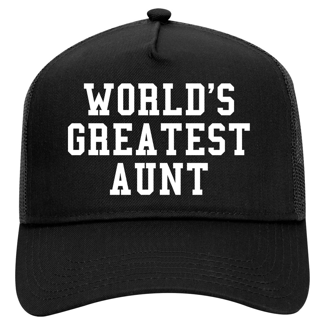 Worlds Greatest Aunt Auntie Birthday Gift Mens Mesh Trucker Hat Black