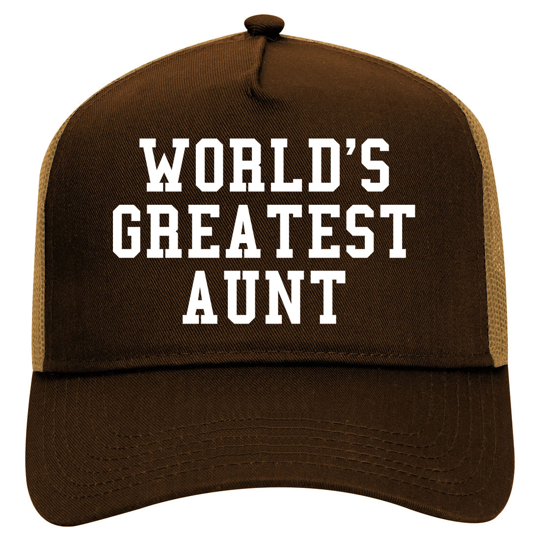 Worlds Greatest Aunt Auntie Birthday Gift Mens Mesh Trucker Hat Brown