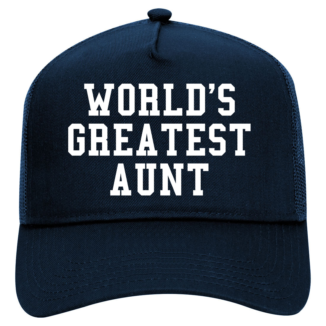 Worlds Greatest Aunt Auntie Birthday Gift Mens Mesh Trucker Hat Navy Blue