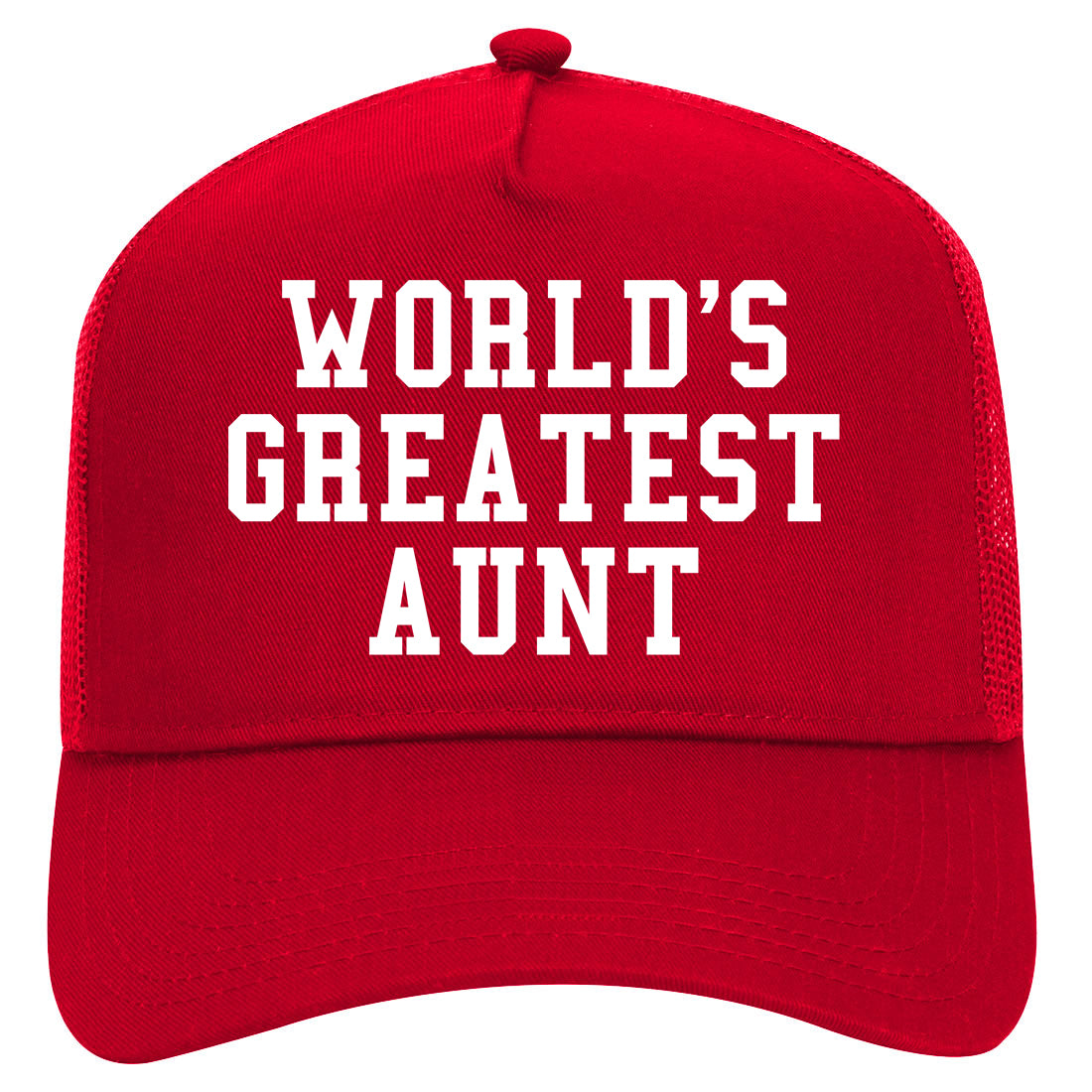 Worlds Greatest Aunt Auntie Birthday Gift Mens Mesh Trucker Hat Red