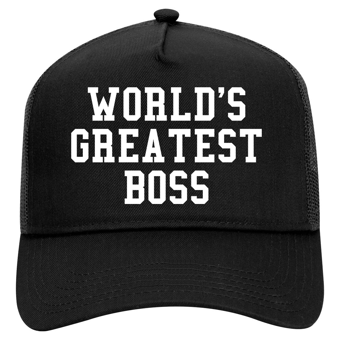 Worlds Greatest Boss Funny Christmas Mens Mesh Trucker Hat Black