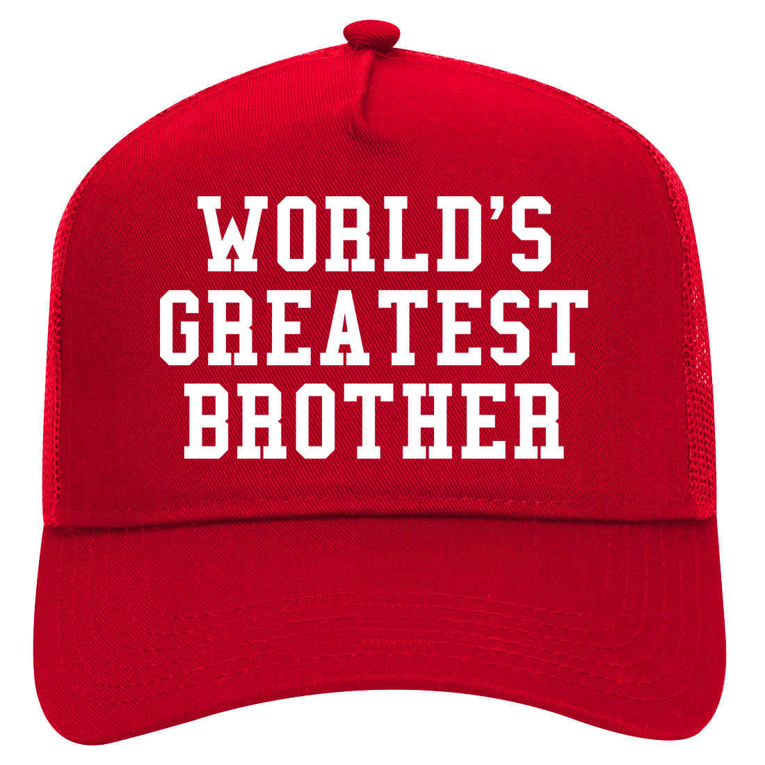 Worlds Greatest Brother Funny Birthday Mens Mesh Trucker Hat Red
