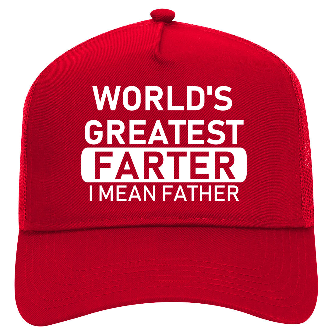 Worlds Greatest Farter Father Dad Day Mens Mesh Trucker Hat Red