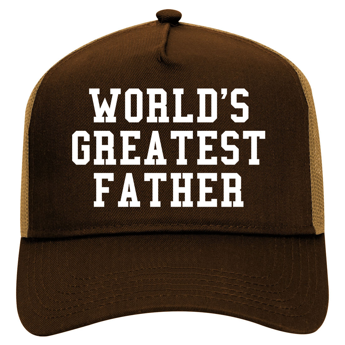 Worlds Greatest Father Dad Birthday Day Mens Mesh Trucker Hat Brown
