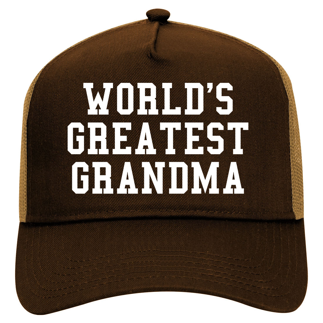 Worlds Greatest Grandma Birthday Gift Mens Mesh Trucker Hat Brown