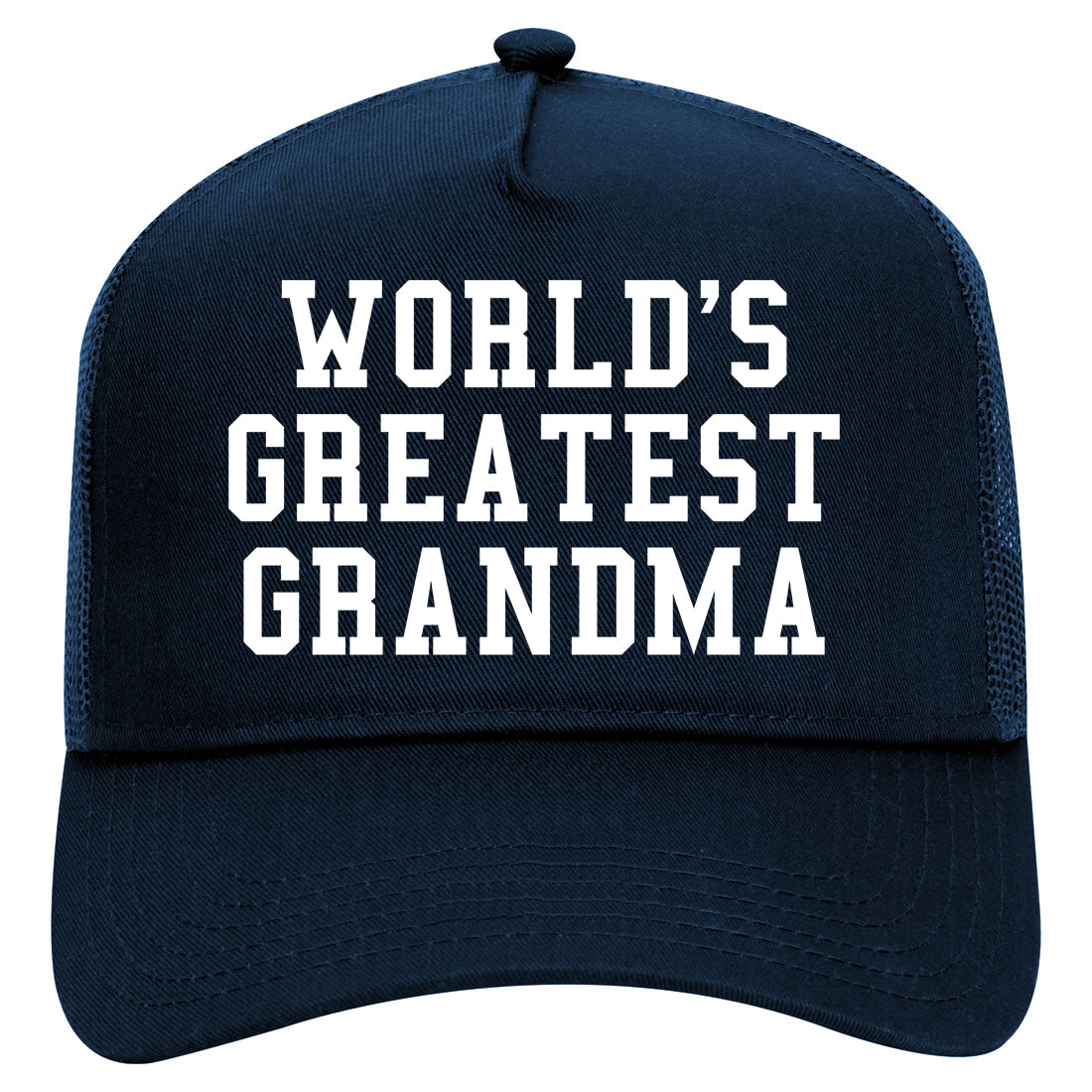Worlds Greatest Grandma Birthday Gift Mens Mesh Trucker Hat Navy Blue