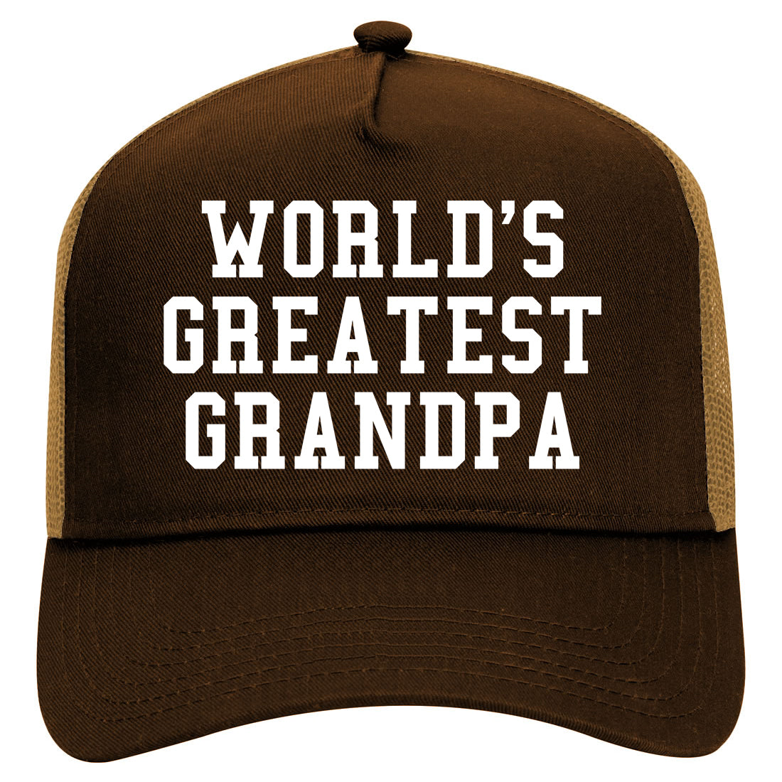 Worlds Greatest Grandpa Fathers Day Mens Mesh Trucker Hat Brown