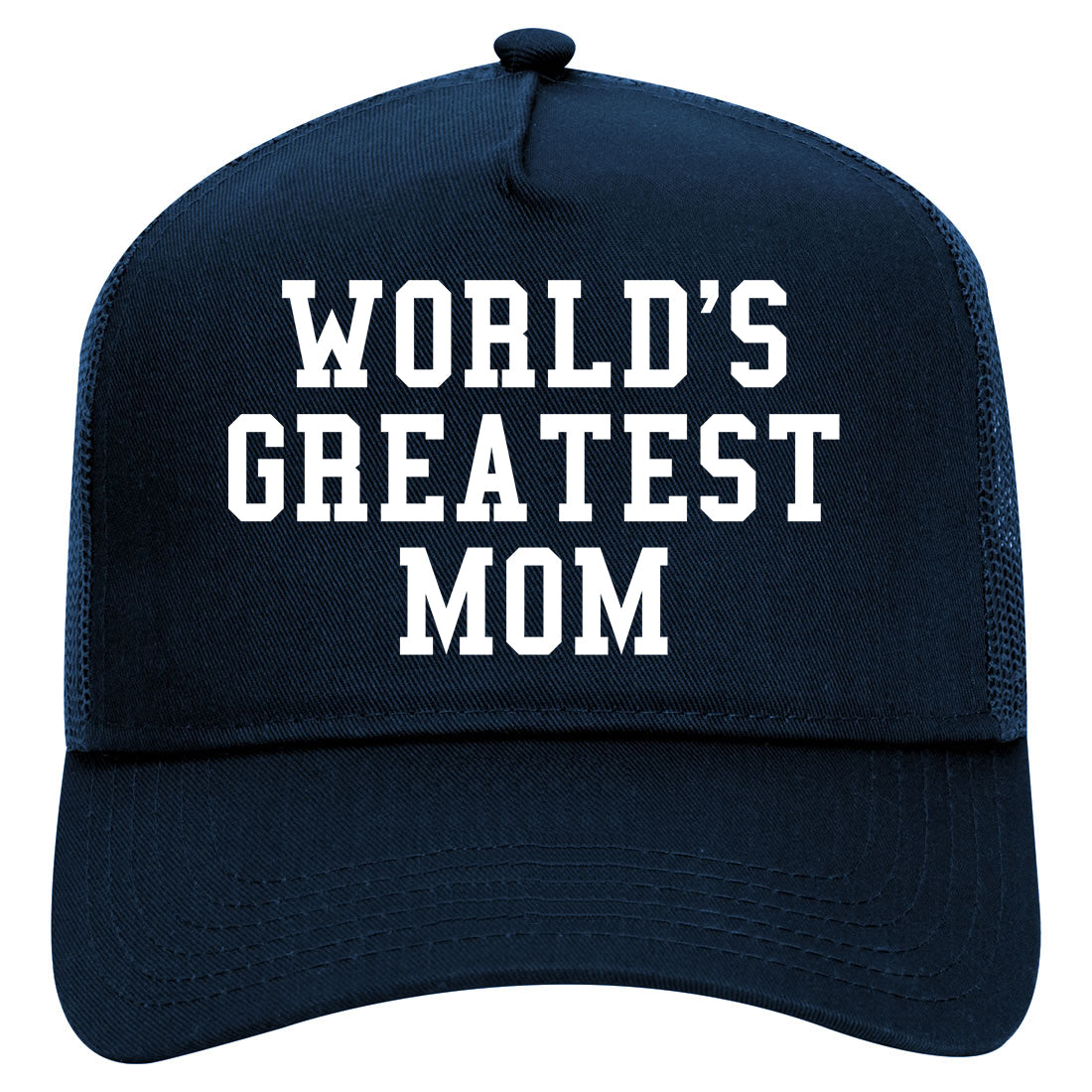 Worlds Greatest Mom Mothers Day Mens Mesh Trucker Hat Navy Blue