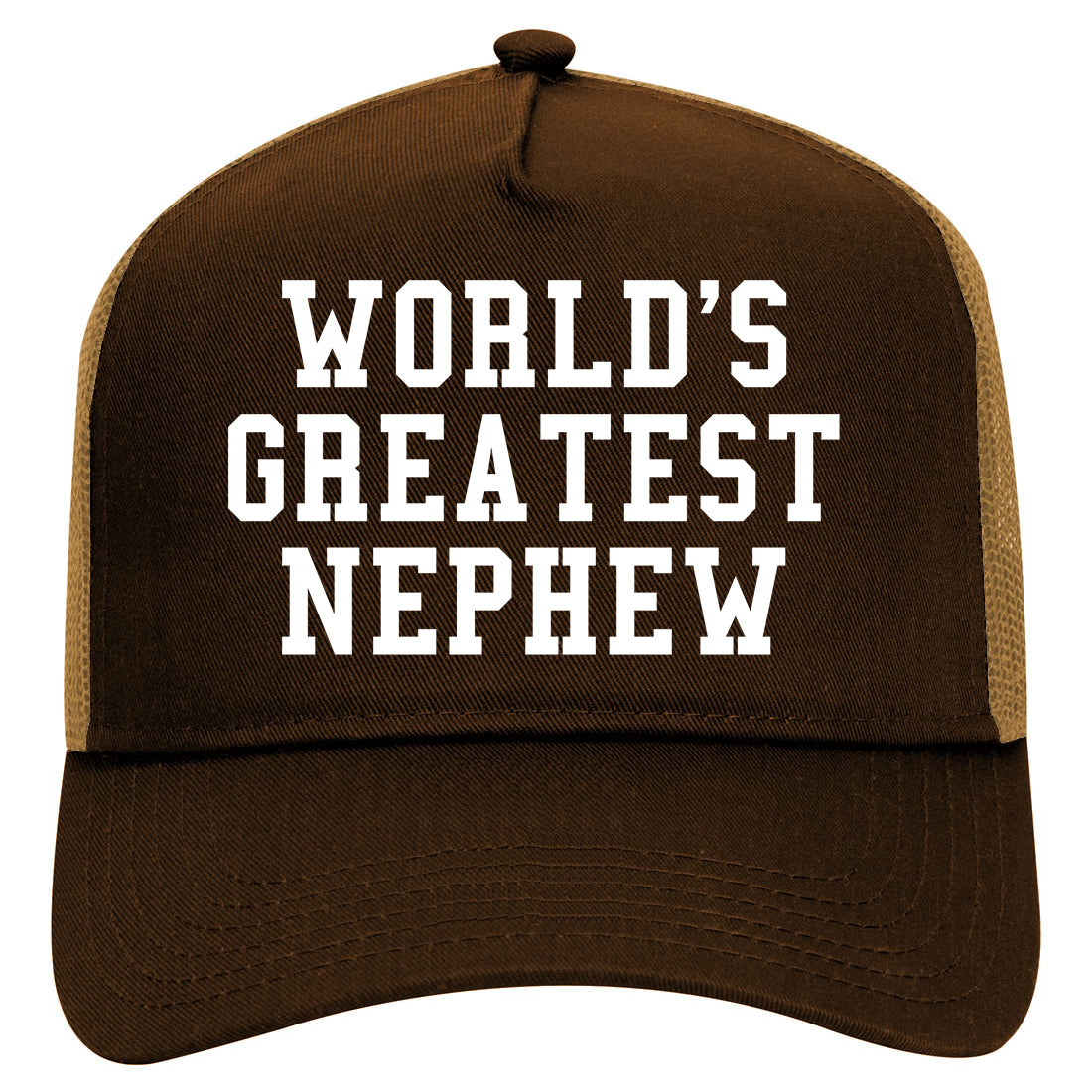 Worlds Greatest Nephew Birthday Gift Mens Mesh Trucker Hat Brown