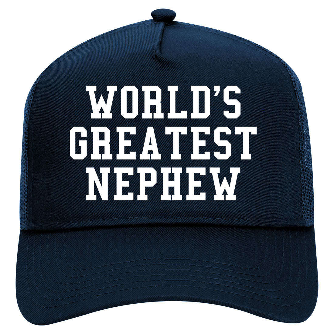 Worlds Greatest Nephew Birthday Gift Mens Mesh Trucker Hat Navy Blue