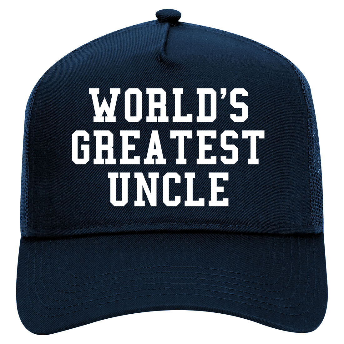 Worlds Greatest Uncle Birthday Gift Mens Mesh Trucker Hat Navy Blue