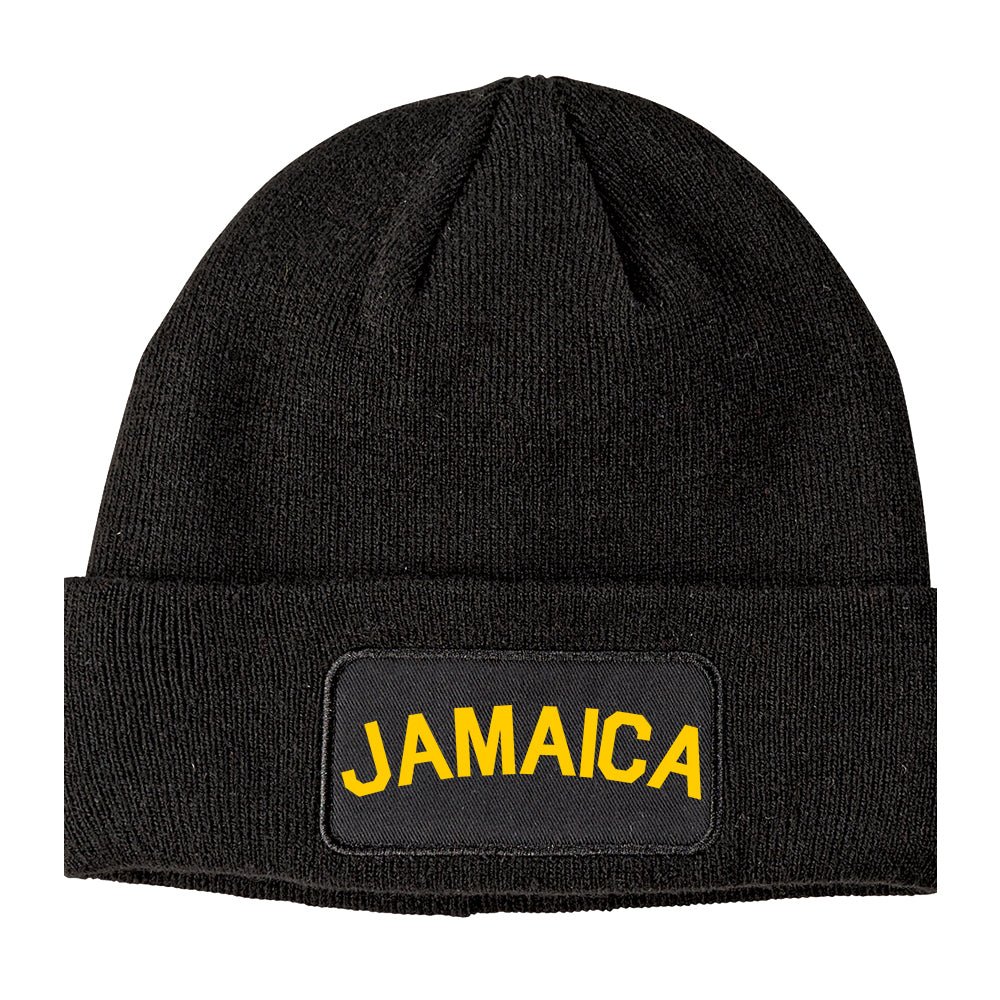 Yellow Jamaica Arch Winter Knit Adult Beanie Hat Black