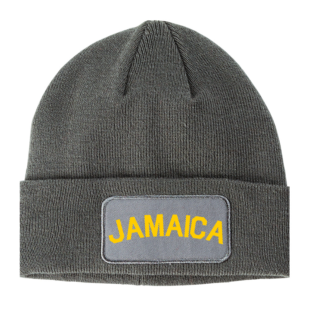 Yellow Jamaica Arch Winter Knit Adult Beanie Hat Grey