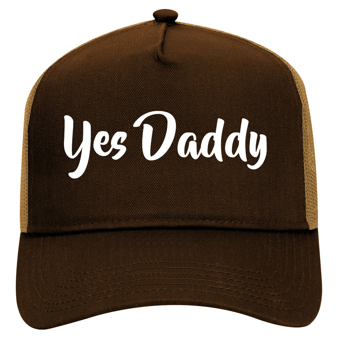 Yes Daddy Mens Mesh Trucker Hat Brown