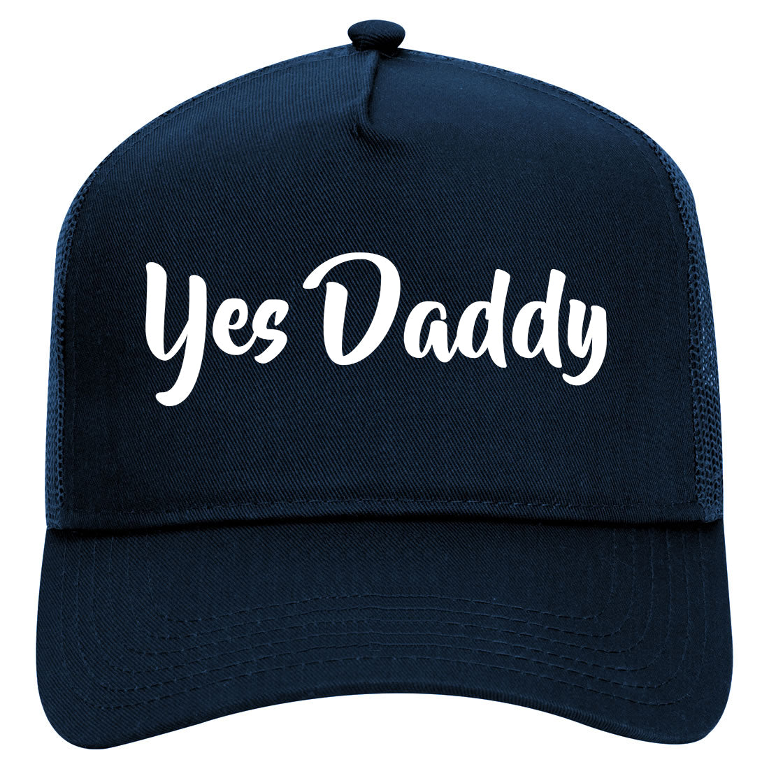 Yes Daddy Mens Mesh Trucker Hat Navy Blue