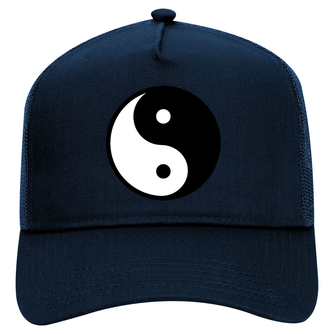Yin And Yang Symbol Mens Mesh Trucker Hat Navy Blue