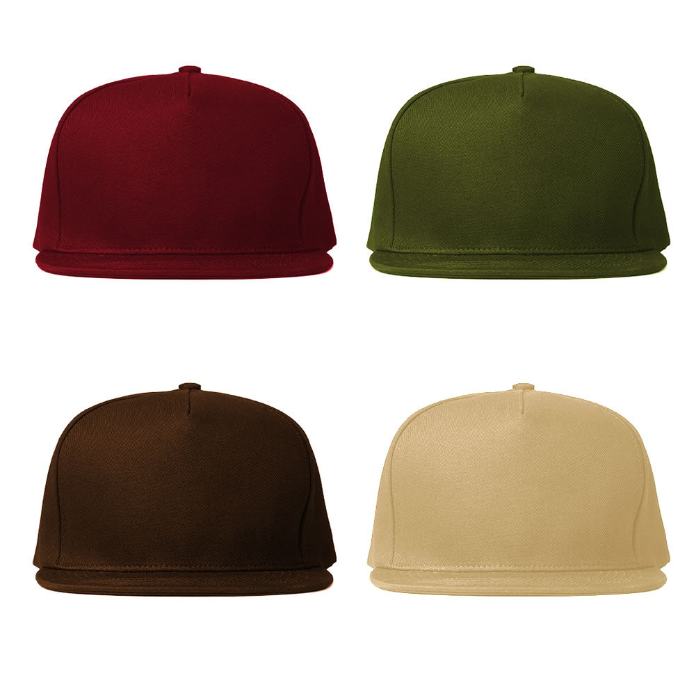 Blank Earth Tone Men's 5 Panel Snapback Hats