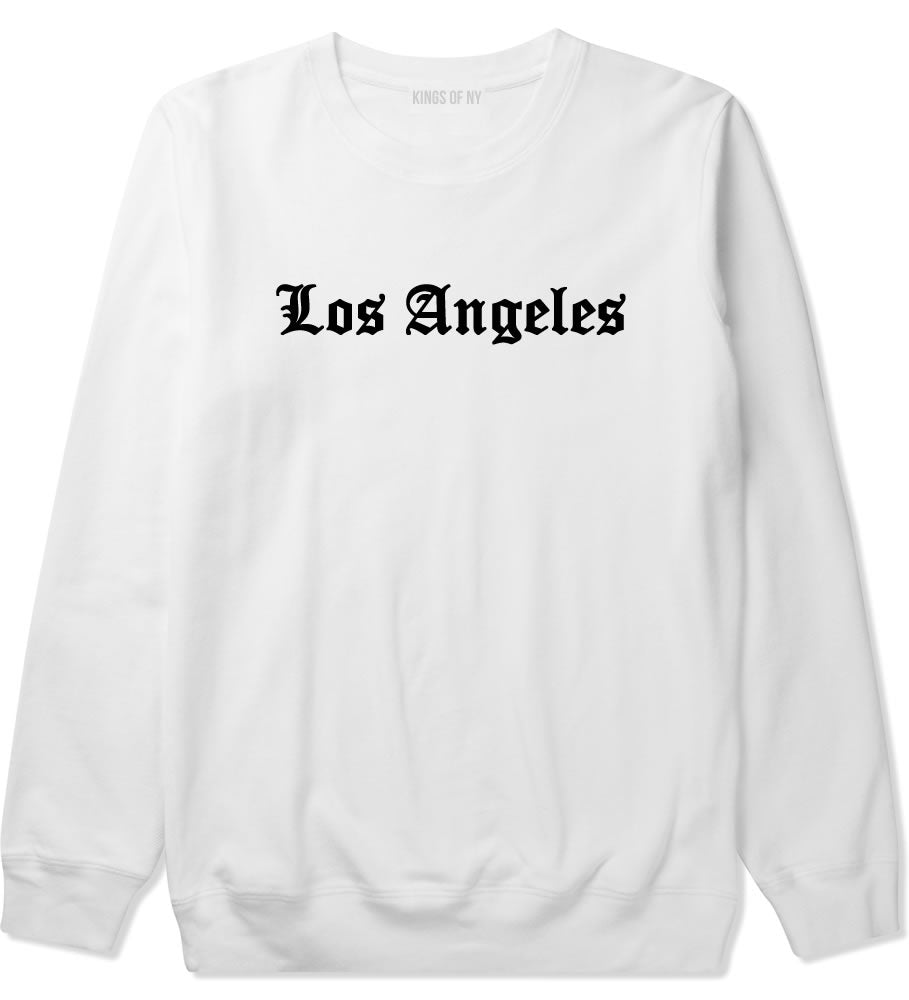 Los Angeles La Old English Mens Crewneck Sweatshirt White