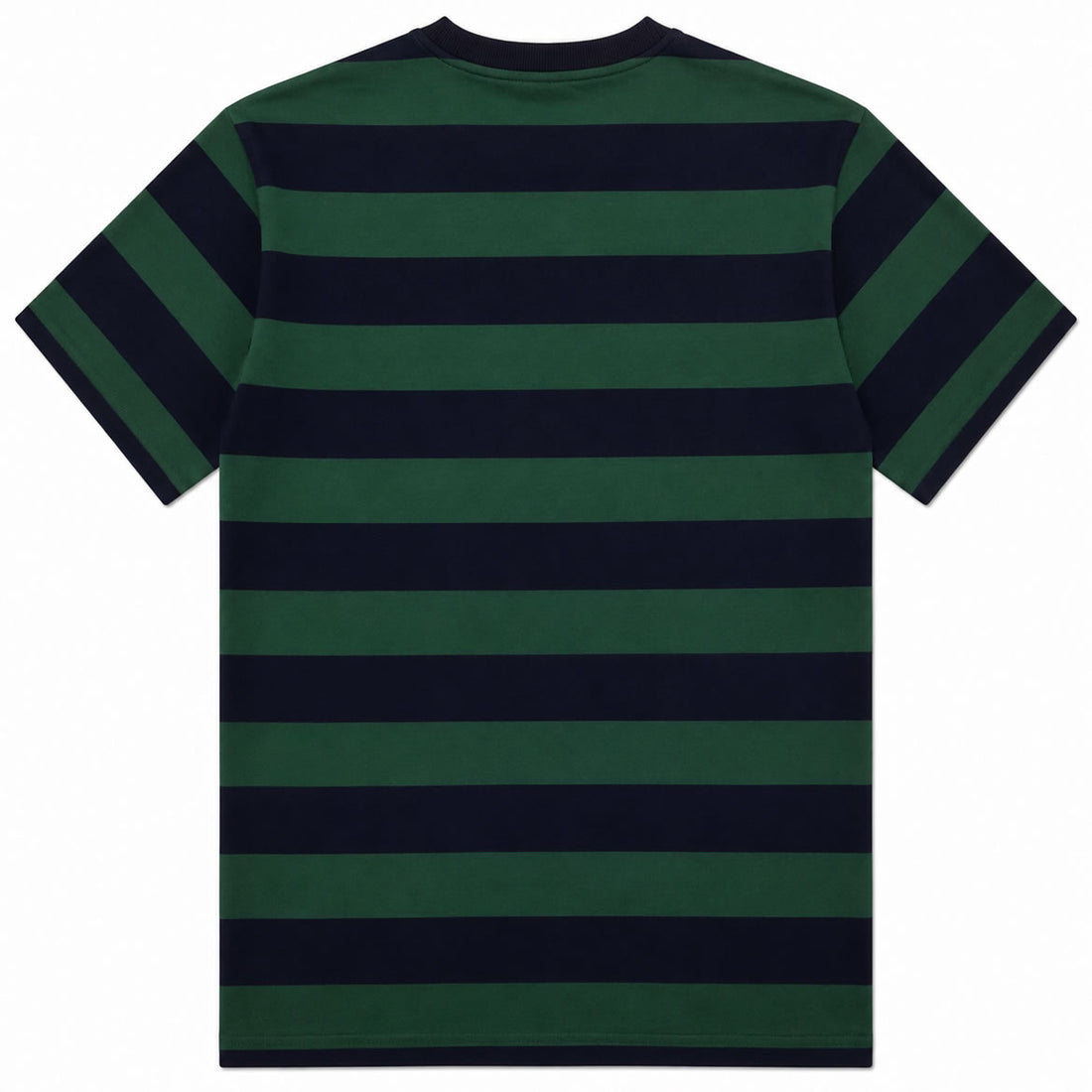 Men's Navy Blue And Green Striped T-Shirt Back