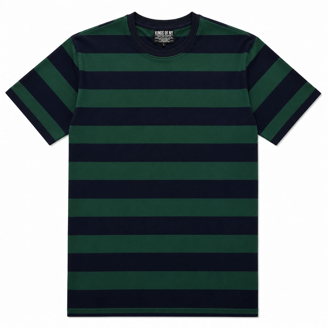 Men's Navy Blue And Green Striped T-Shirt