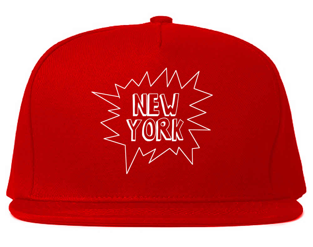 New York Bubble Quote Mens Snapback Hat Red