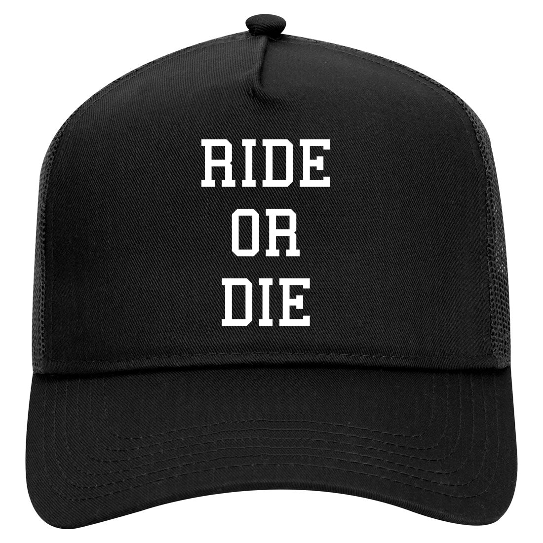 rideordiehat Mens Mesh Trucker Hat Black