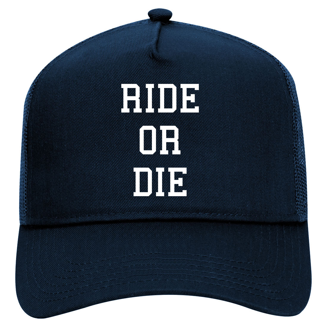 rideordiehat Mens Mesh Trucker Hat Navy Blue