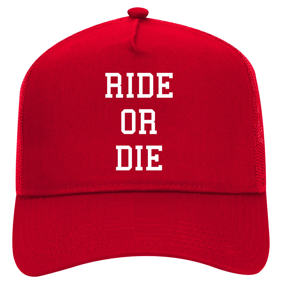 rideordiehat Mens Mesh Trucker Hat Red
