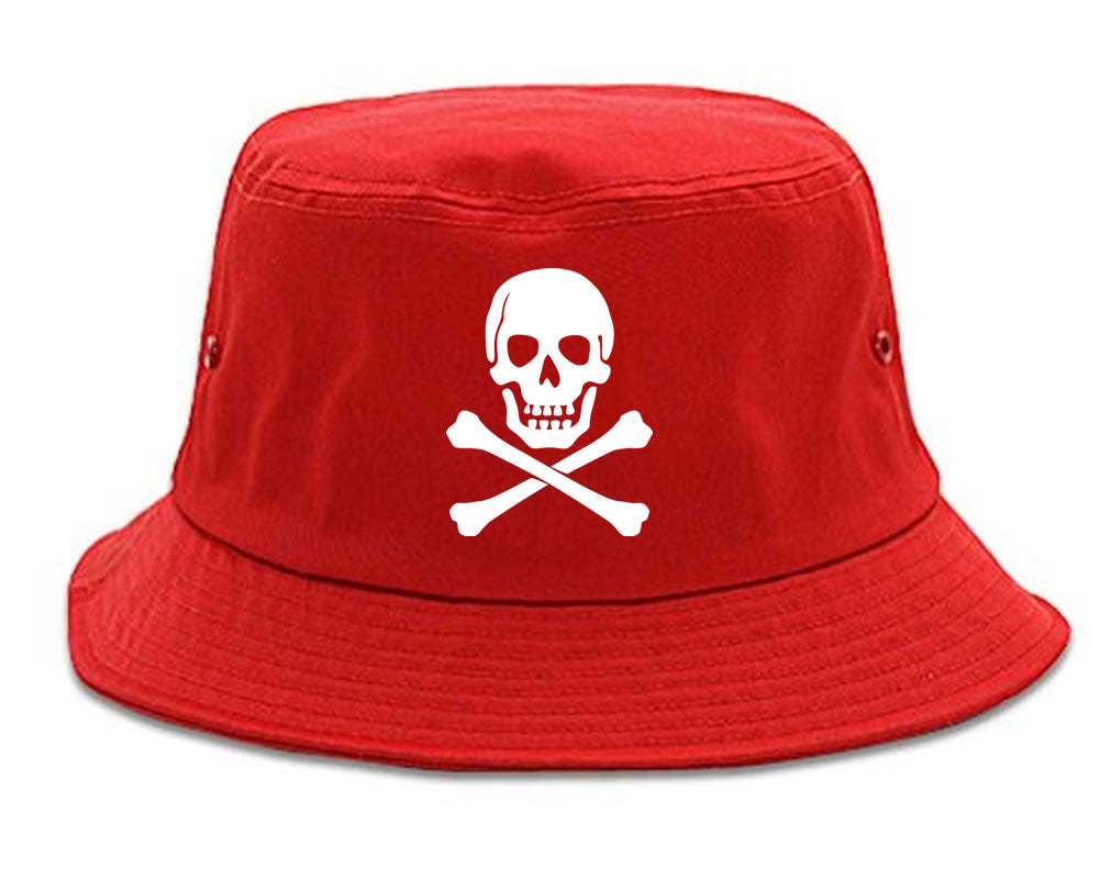 Red Skull And Crossbones Bucket Hat