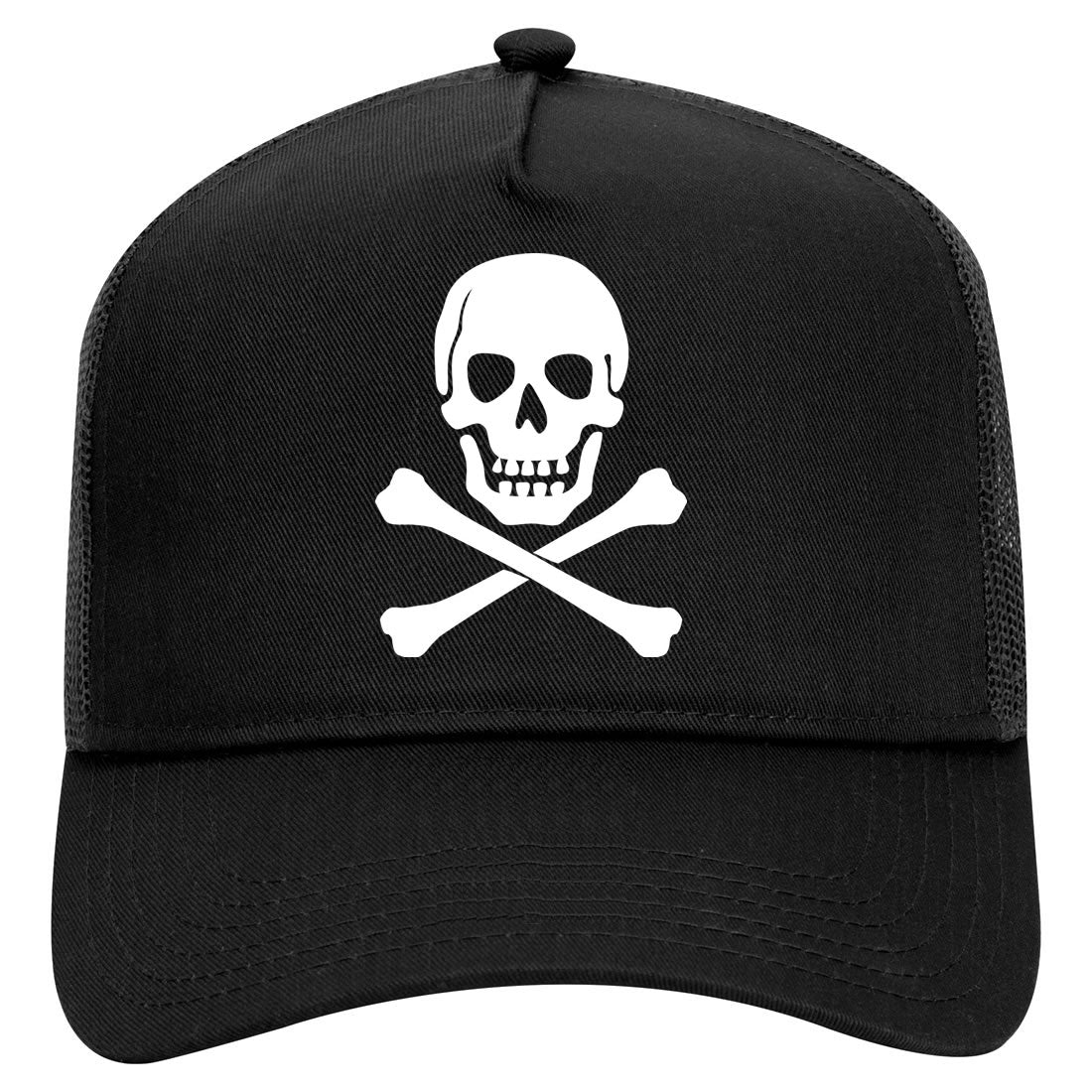 Black Skull And Crossbones Trucker Hat