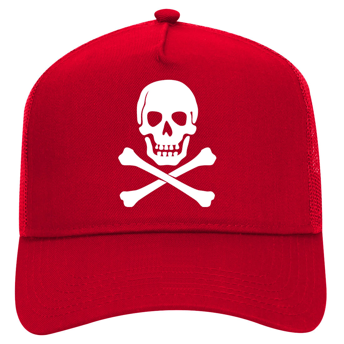 Red Skull And Crossbones Trucker Hat