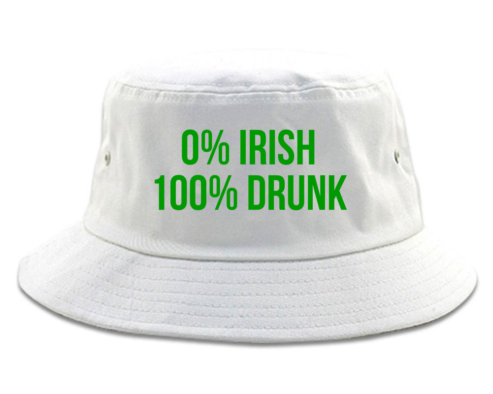 0 Irish 100 Drunk Funny St Patricks Day Mens Bucket Hat White