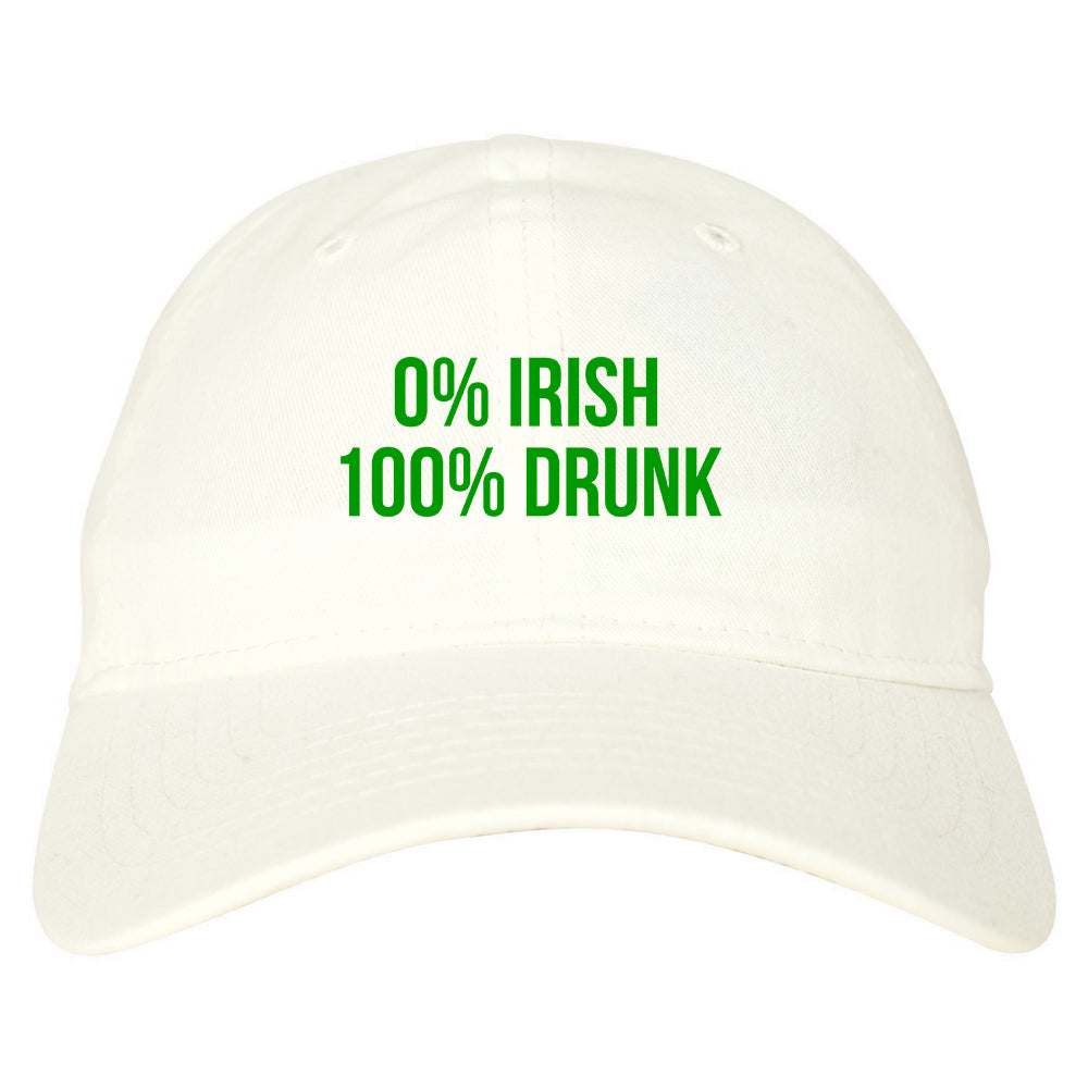 0 Irish 100 Drunk Funny St Patricks Day Mens Dad Hat White