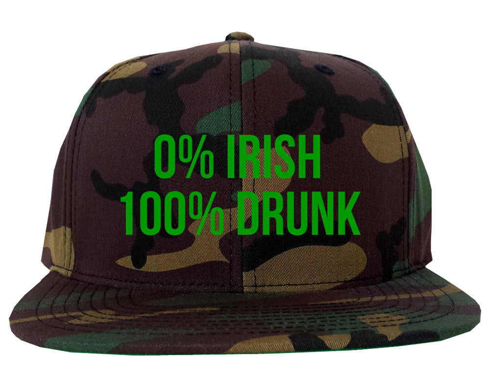 0 Irish 100 Drunk Funny St Patricks Day Snapback Hat Cap Camo with Green Print Os