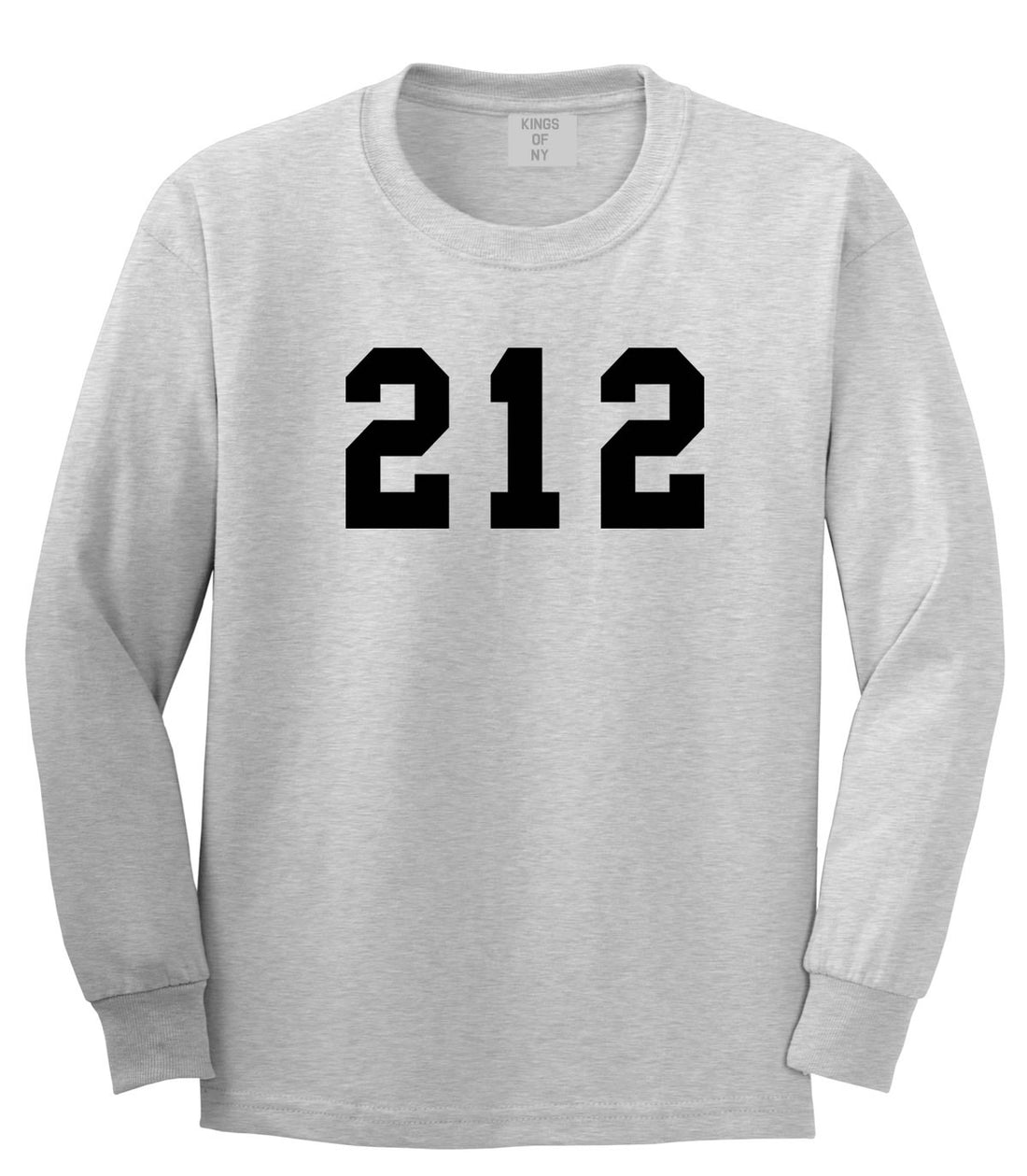 212 New York Area Code Long Sleeve T-Shirt in Grey By Kings Of NY