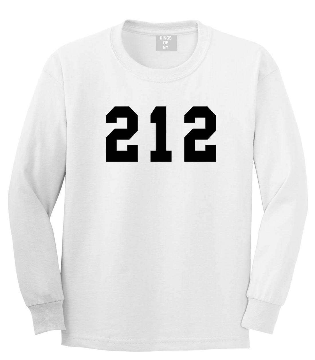 212 New York Area Code Long Sleeve T-Shirt in White By Kings Of NY