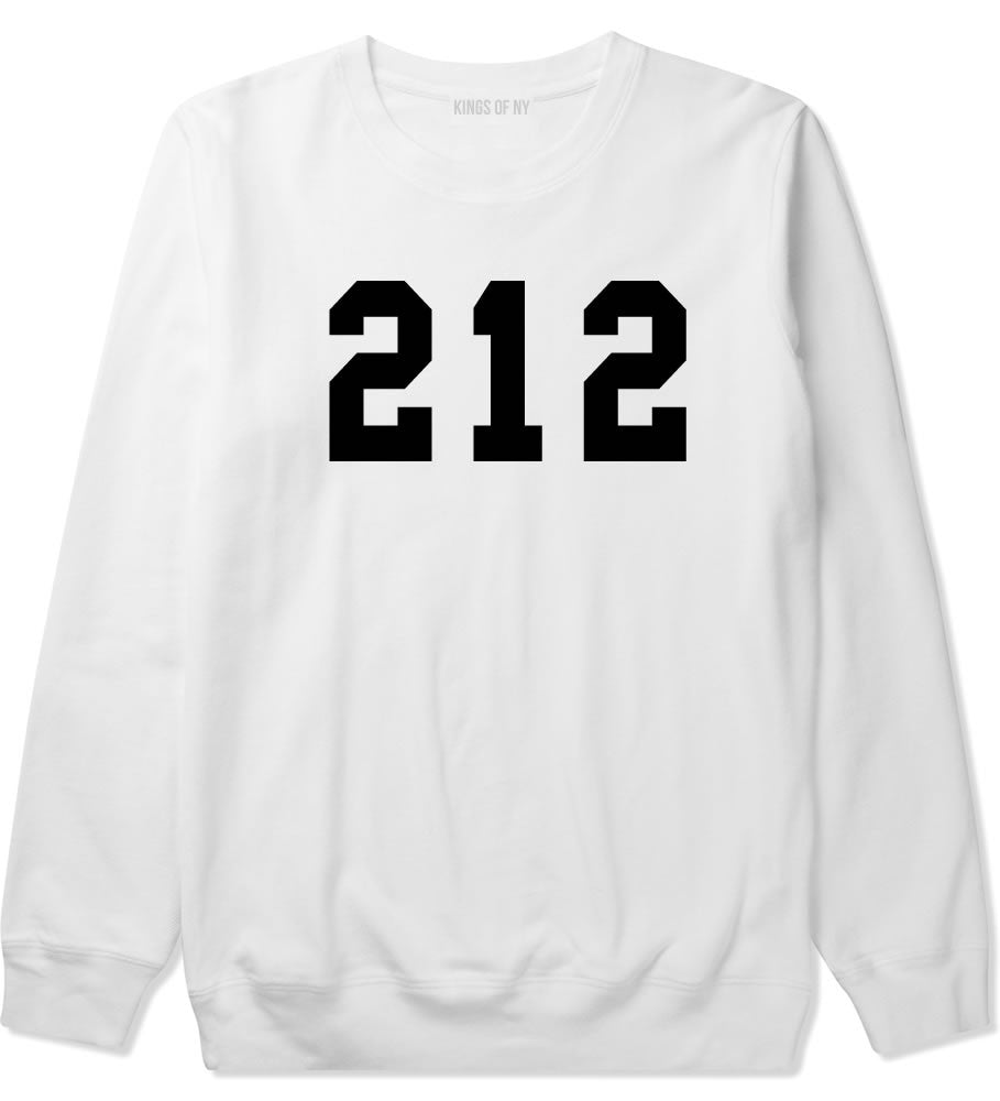 212 New York Area Code Crewneck Sweatshirt in White By Kings Of NY