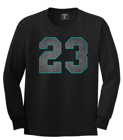 23 Cement Blue Jersey Long Sleeve T-Shirt in Black By Kings Of NY