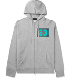 23 Cement Blue Jersey Zip Up Hoodie in Grey By Kings Of NY